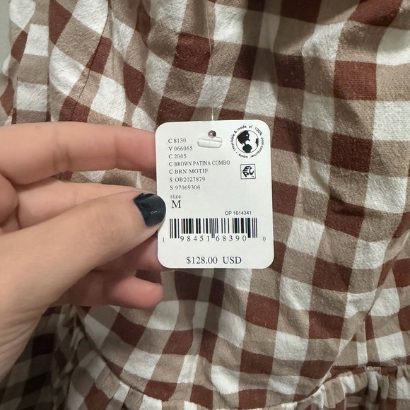 Free People Cecil Checker Print Halter Neck Drop Waist Mini Dress - Picture 4 of 6